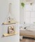 Beige Macrame Wall Hanging Shelf – 2-Tier Boho Floating Shelves with Cotton Rope, Perfect for Plants, Photos, Tissues, Towels, and Rustic Home Décor in the Living Room, Bedroom, Bathroom, or Hallway.
